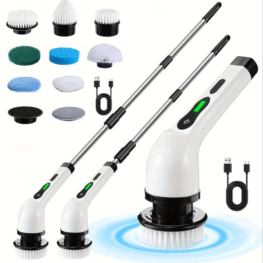 Rsushop 360 degree floor scrubber for home with multiple brush heads and extendable handle