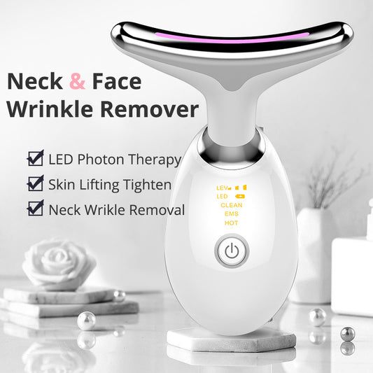 Electric wrinkle remover for face and neck with LED photon therapy and skin lifting features